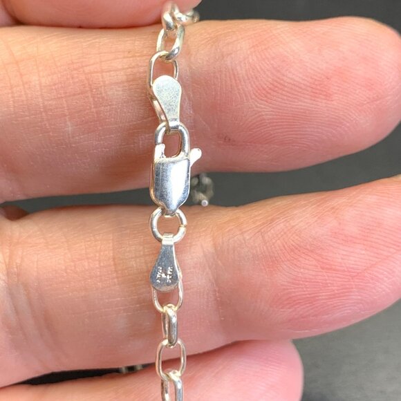 Sterling Silver 925 Oval Link Charm Bracelet Lobster Claw Clasp Size 7" Length - Picture 2 of 8